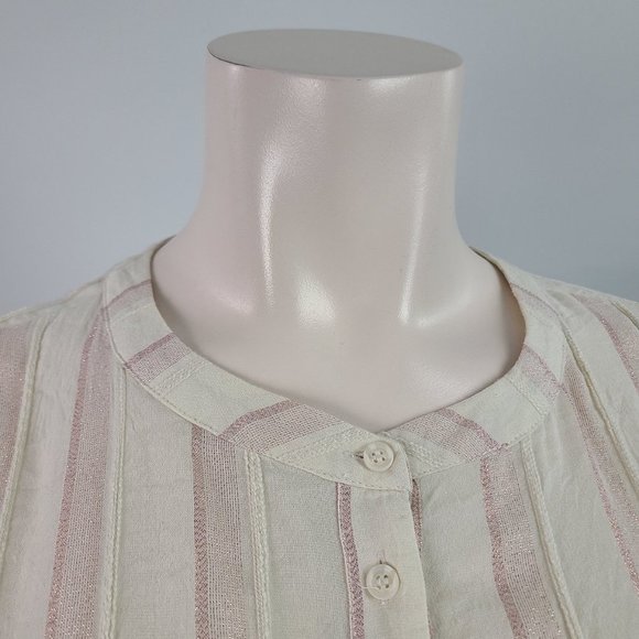LANE Bryant Cream Pink Cotton Metallic Sleeveless Top Size 28 - Picture 2 of 15